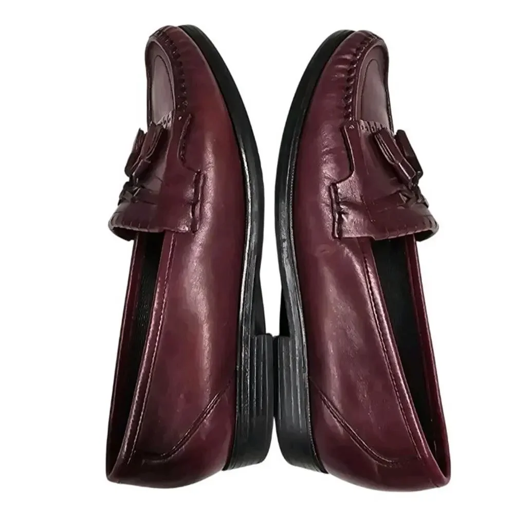 Hush Puppies Vtg Burgundy Leather Kiltie Tassel Loafers Men’s Size 7 Dress Shoe